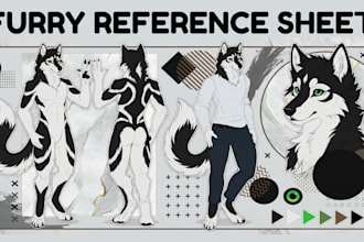 draw furry character reference sheet furry anthro nsfw oc ref sheet for fursuit