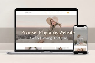 design or redesign your pixieset photography website with gallery booking store