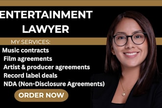 provide entertainment law and music contracts film be your entertainment lawyer