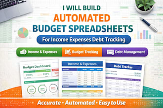build automated budget spreadsheets for income expenses debt tracking