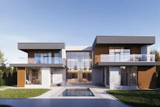 3ds max for 3d house exterior model design renovation with high realistic render