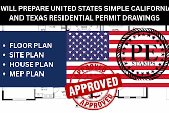 prepare united states simple california and texas residential permit drawings