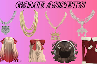 create custom roblox ugc, wearable, clothing, chain, hair 3d model, props, asset