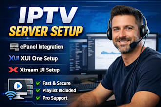 setup iptv server, cpanel,  xui one, xtreamui, server setup, with playlist