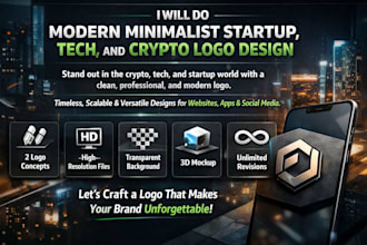 create a mordern minimalist startup, tech, and crypto logo design