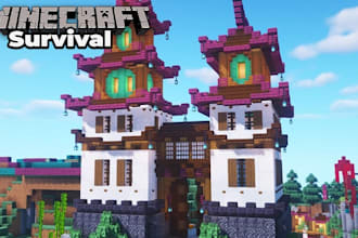 professionally build survival or creative minecraft builds