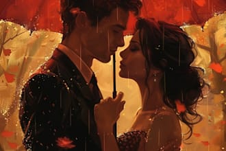 create illustrated romance book cover