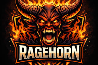 design high quality rage horn mascot logo with t shirt design