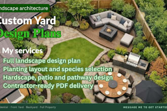 create a custom front or backyard landscape architecture plan in autocad