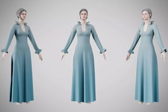 create realistic 3d clothing mesh for second life with textures