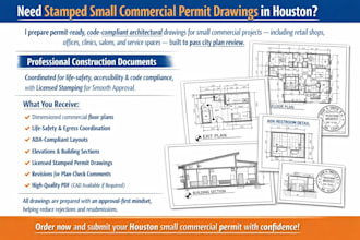 prepare stamped small commercial permit drawings in houston