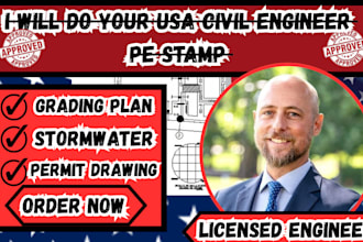 civil engineer permit plan,grading plan stormwater drainage plan usa stamp