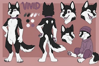 draw furry reference sheet fursona ref sheet anthro ref sheet oc art commission