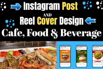 design instagram post and reel cover for cafe, food, beverage