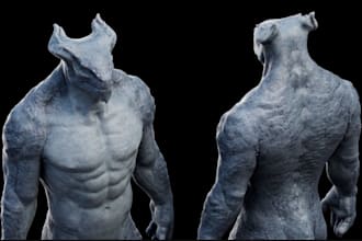 optimized 3d werewolf character, creature arts, daz3d, ue5 rig, neat topology