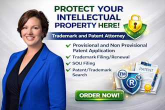 do trademark and patent filing, search, office action, sou filing, extension