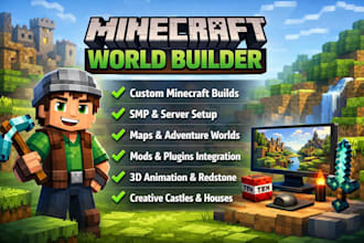 do minecraft build, animation, mod, plugin, map, smp for bedrock and java server