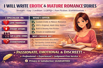 write, edit straight, gay, lesbian,lgbtq, fan fiction and exhibitionism story