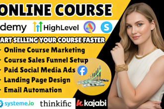 do udemy online promotion course thinkific course sales, kajabi sales funnel