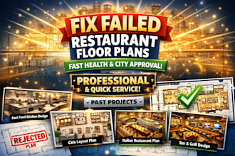 fix failed restaurant floor plans for fast health and city approval