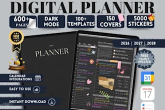 design an ultimate all in one updated 2026 meal and self care digital planner