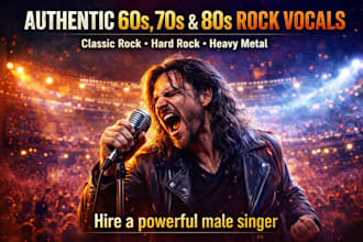record pro 70s and 80s 90s old school authentic rock vocals in classic style