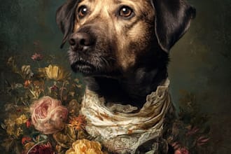 create an elegant japanese memorial pet portrait from photo