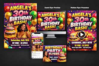design birthday party event flyer invitation club dj concert grand opening flyer
