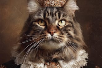 create a stunning royal portrait of you and your pet