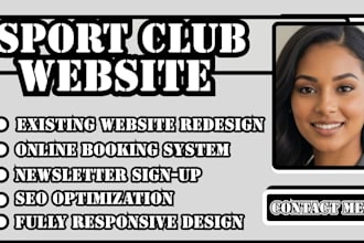 sports club website, football club website, gym club website, team website