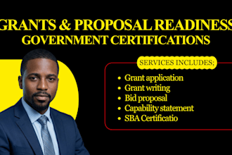 prepare grant applications, sba certifications, business plan and bid proposals