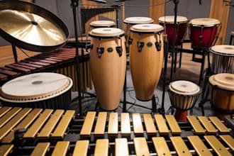 record vibraphone, percussions, bongo, steelpan drum, conga for your song