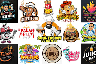 design food and restaurant logo packaging with full branding
