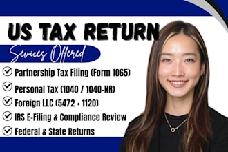 prepare and efile USA tax returns for personal, partnership, llc, c corp, s corp