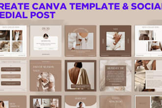 create editable canva template, and social media post
