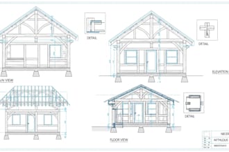 design architectural drawings, wood or timber structure drawings