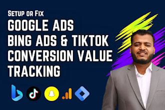 google ads, bing ads, snapchat, pinterest and tiktok pixel conversion tracking