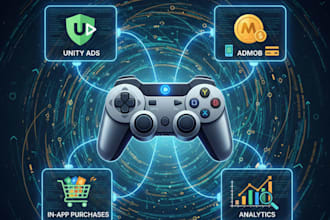 set up unity ads, admob, in app purchases and analytics