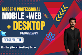 build flutter, react and expo apps for mobile, web and desktop
