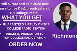 promote and spin 2026 new release to live djs broadcasters on 10k college radio