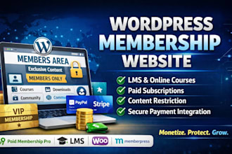 create wordpress membership pro lms website paid membership subscription website