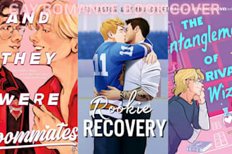 do gay and ya romance book cover illustration, lgbtq, nsfw book cover art design