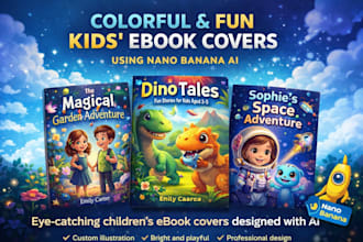 create colorful and fun kids ebook covers using nano banana