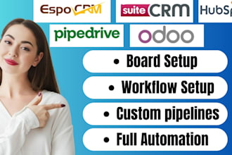 setup, customize and automate odoo espo suitecrm hubspot monday and pipedrive