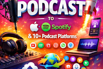 edit, launch, and distribute your podcast to apple, spotify, and 10 podcast
