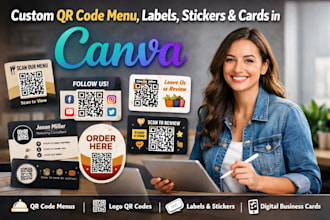design custom qr code menu, labels, stickers and cards in canva
