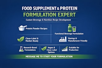 formulate food supplement, beverage, protein powder recipe formulation