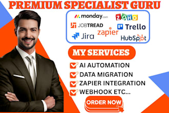 do hubspot trello jobtread zapier ai automation jira zoho monday crm integration
