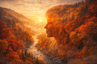 design viral nature landscape hidden text ai art