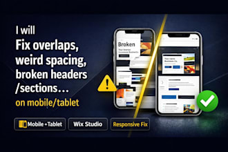 fix broken wix sections header issues mobile tablet layout  issues